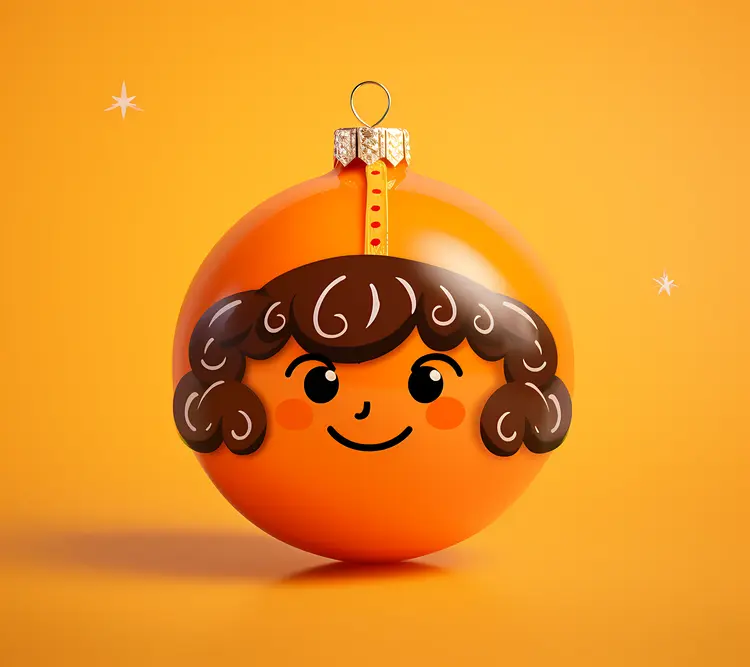 Cute Christmas Ornament with Curly Hair