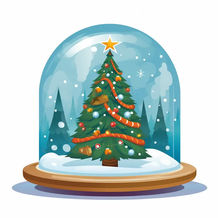 Christmas Tree in Snow Globe with Lights