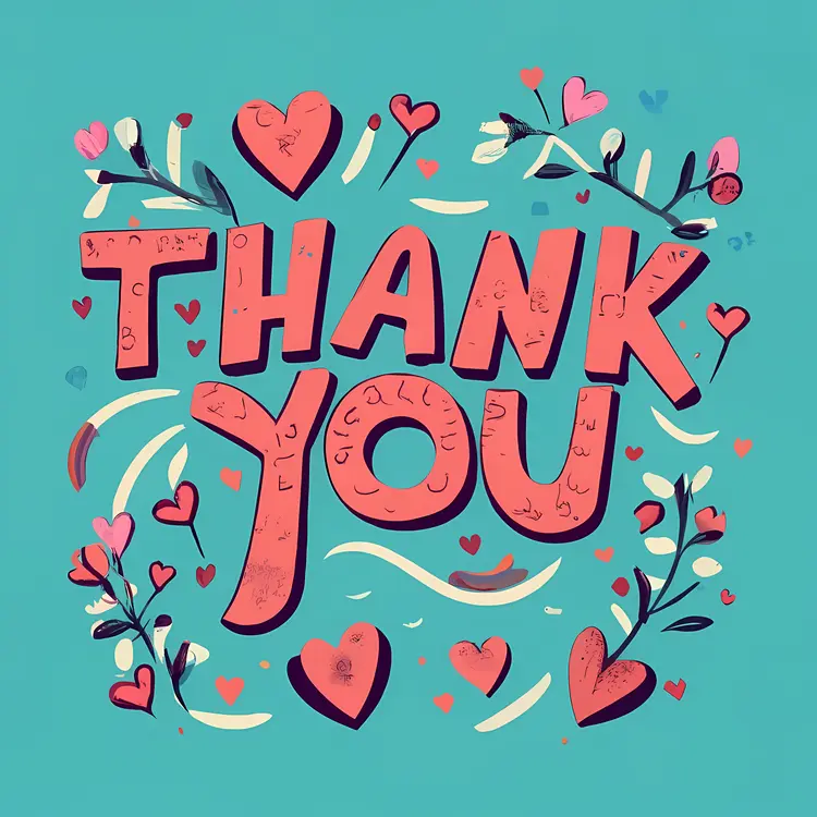 Floral Hearts Thank You Card