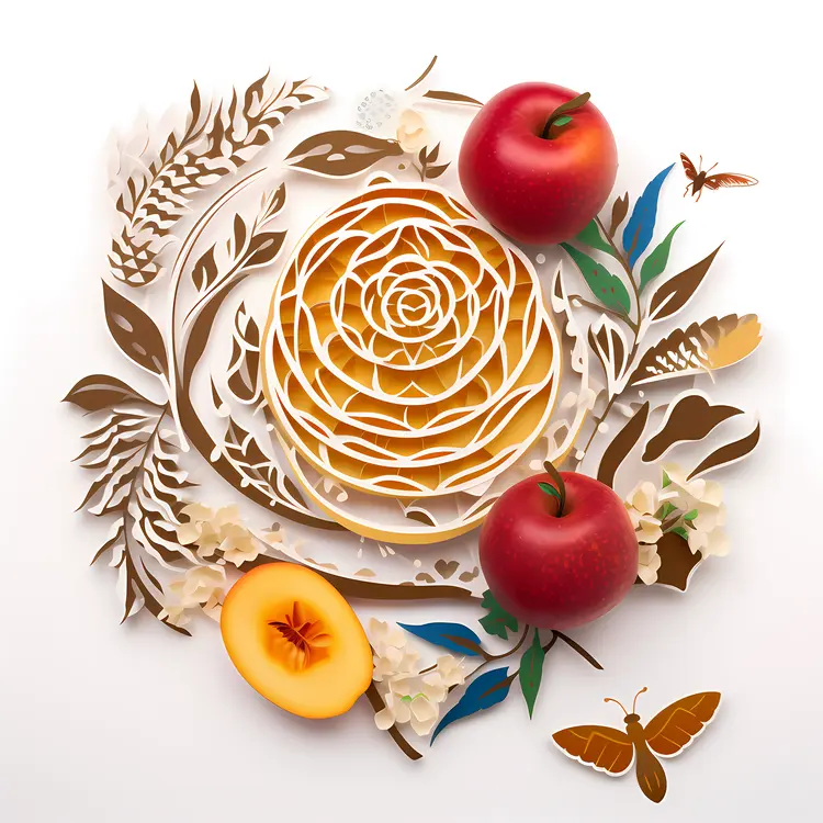 Beautiful Paper Art with Apples and Peaches