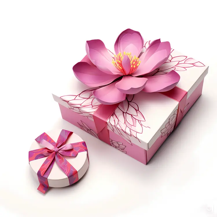 Pink Gift Boxes with Floral Decorations