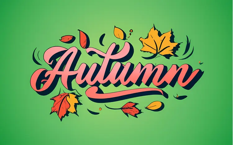Autumn Text with Leaves