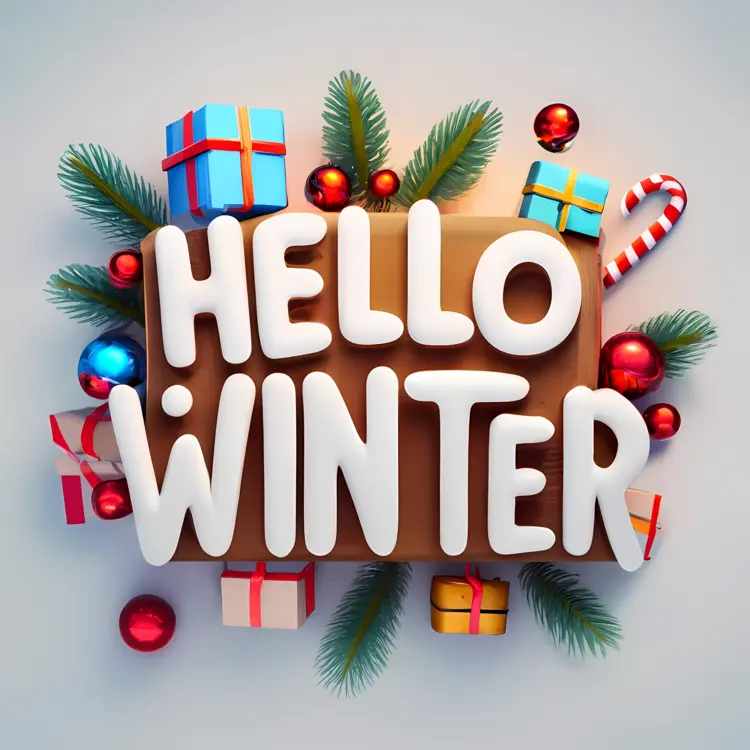 Hello Winter with Gifts and Pine Branches