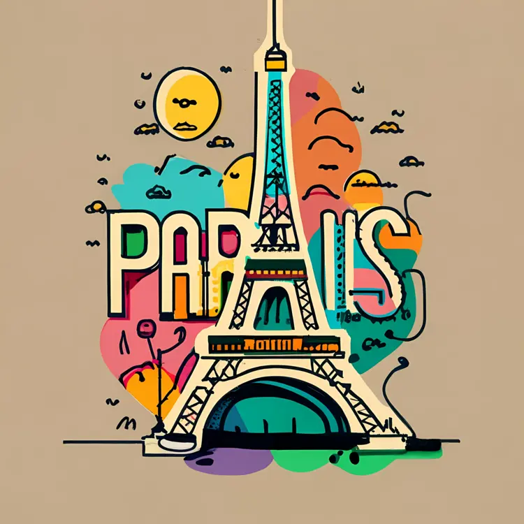 Eiffel Tower with Paris Text