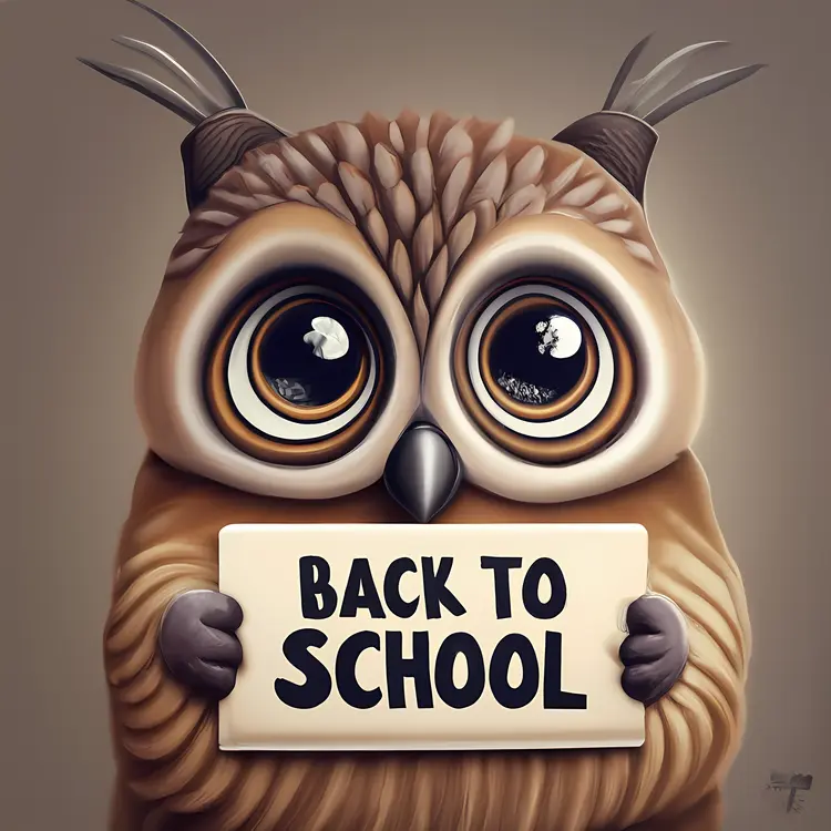 Cute Owl Holding Back to School Sign