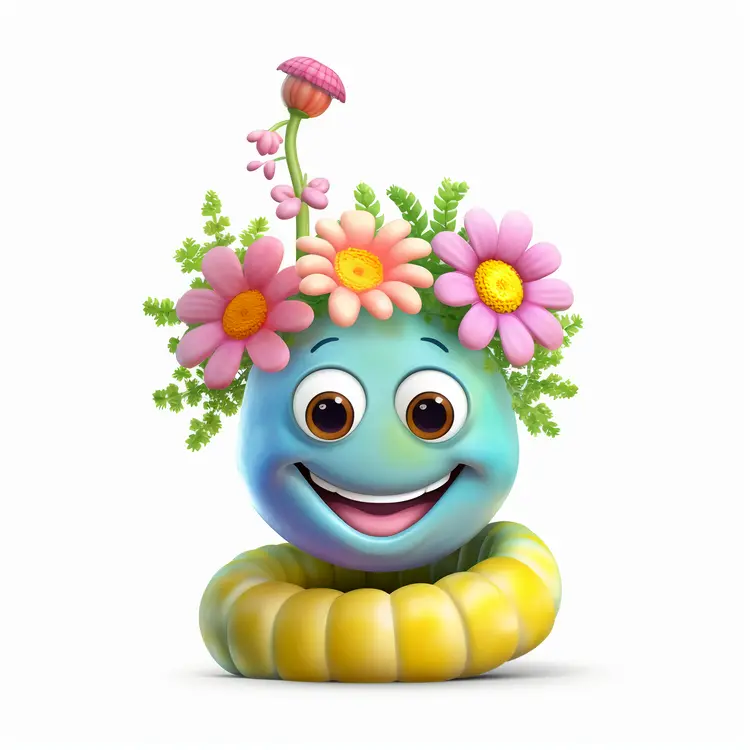 Cute Cartoon Character with Flower Crown
