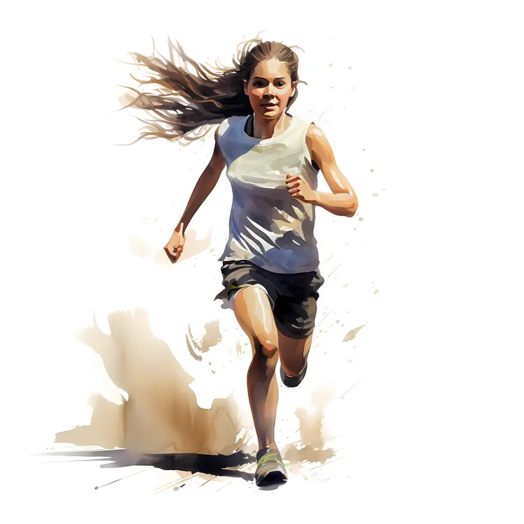 Running Girl with Flowing Hair