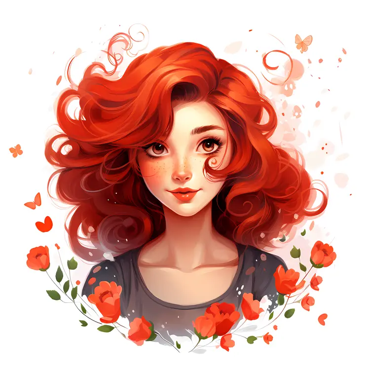 Red-Haired Woman with Flowers