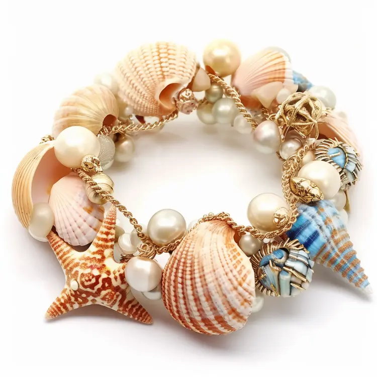 Beautiful Shell Bracelet with Pearls for Summer Beach Days