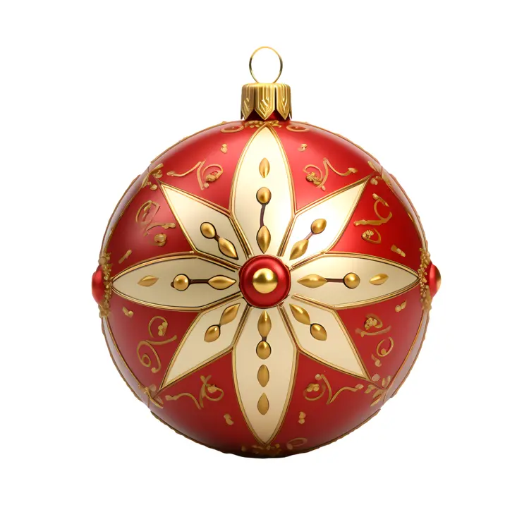 Red Christmas Ornament with Floral Design