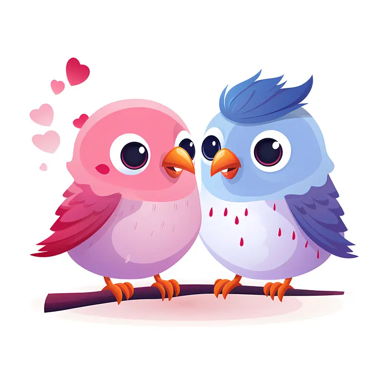 Cute Cartoon Birds in Love