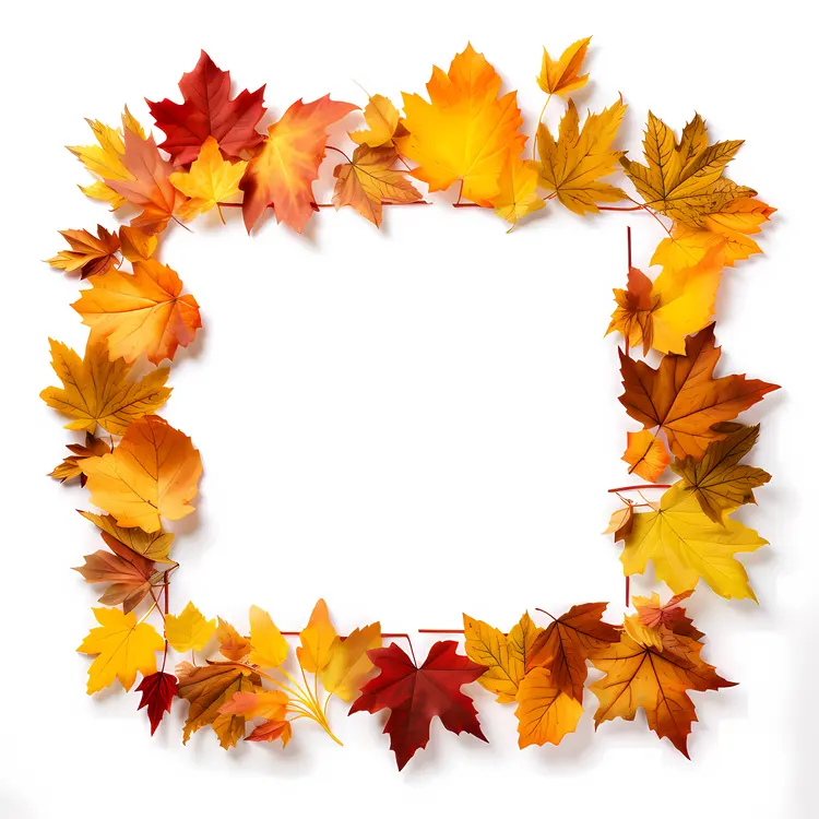 Square Frame with Vibrant Autumn Leaves