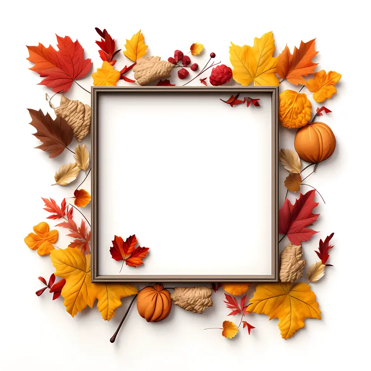 Autumn Leaves Frame with Fall Decoration