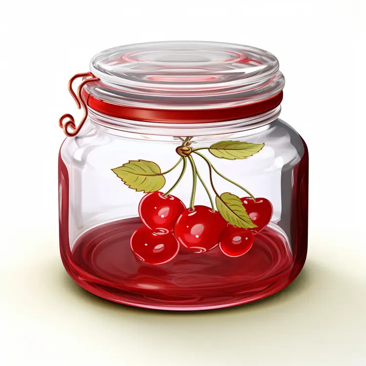 Red Jar with Cherries Illustration