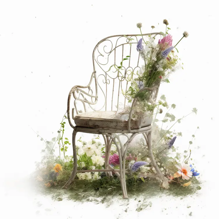 Rustic Garden Chair with Floral Arrangement