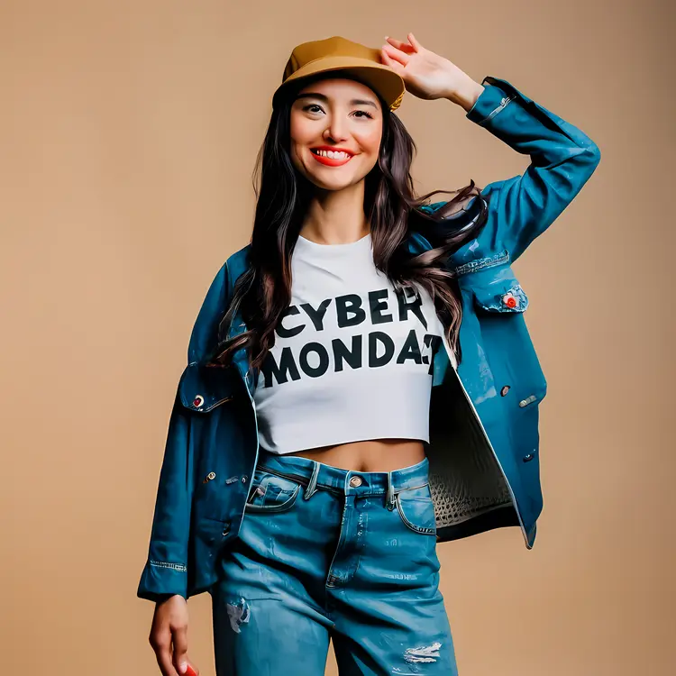 Woman Wearing Cyber Monday Shirt