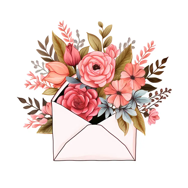 Colorful Floral Arrangement in an Envelope