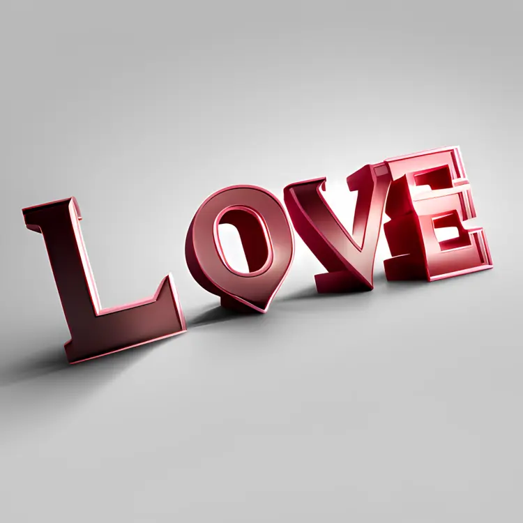 3D Love Typography in Red