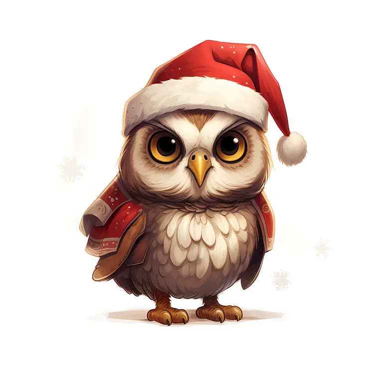 Owl with Santa Hat for Christmas