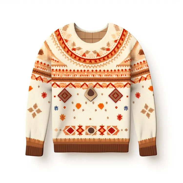 Festive Beige Sweater for Winter Holidays