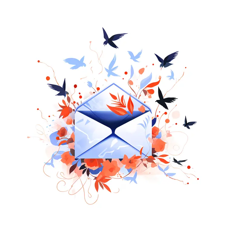 Envelope with Birds and Flowers