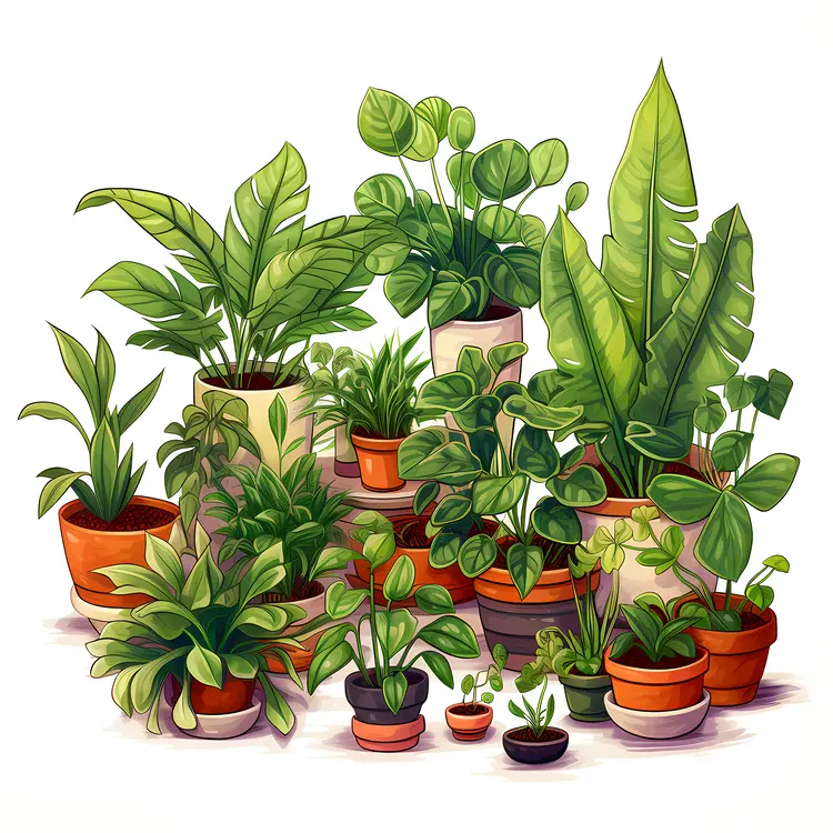 Collection of Various Potted Plants
