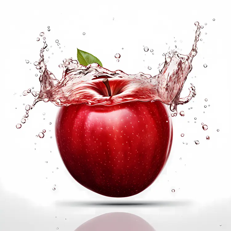 Fresh Red Apple with Water Splash