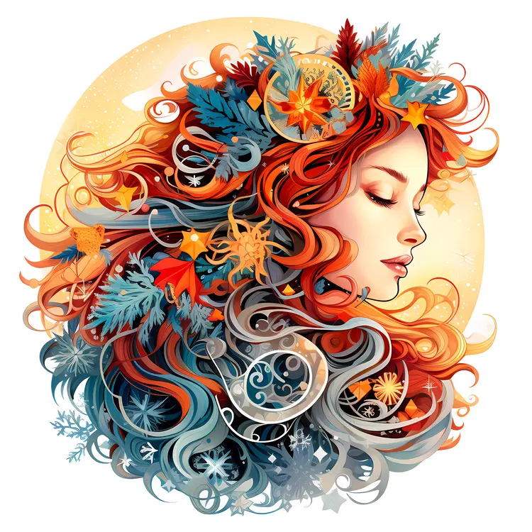 Woman with Floral Hair in Artistic Style