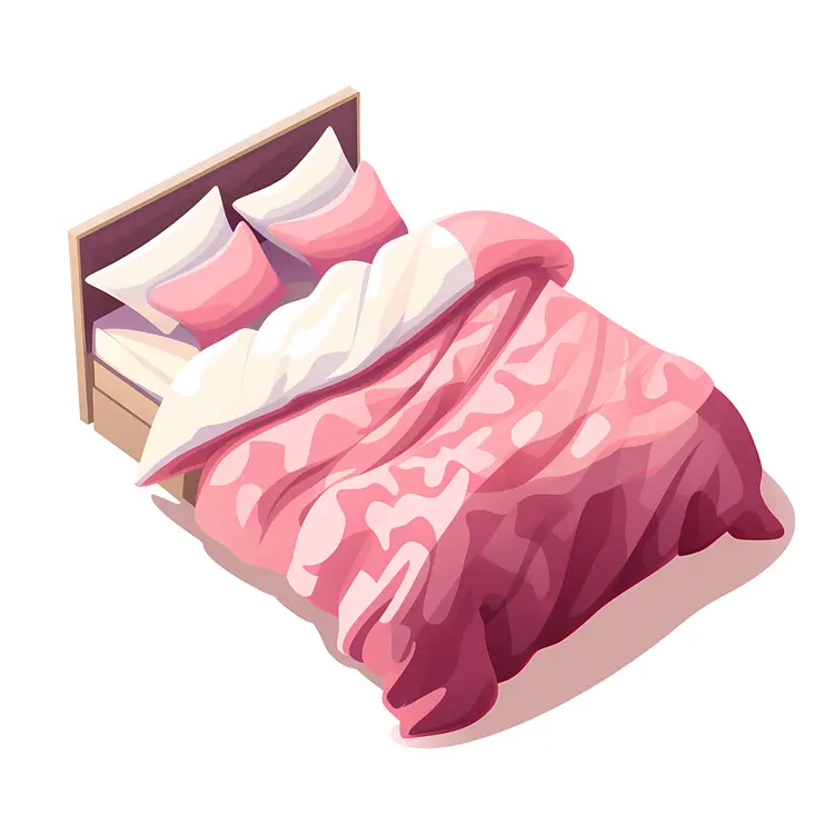 Modern Bed with Pink Bedding and Cozy Pillows