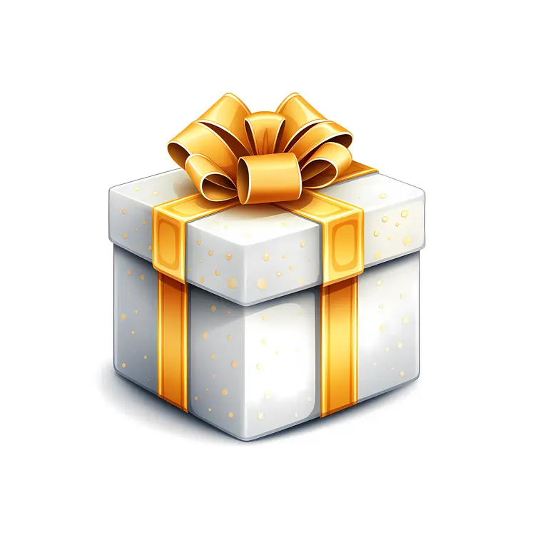 White Gift Box with Gold Ribbon