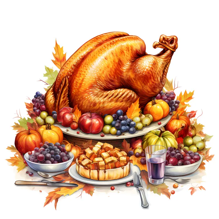Thanksgiving Turkey with Fruits and Vegetables