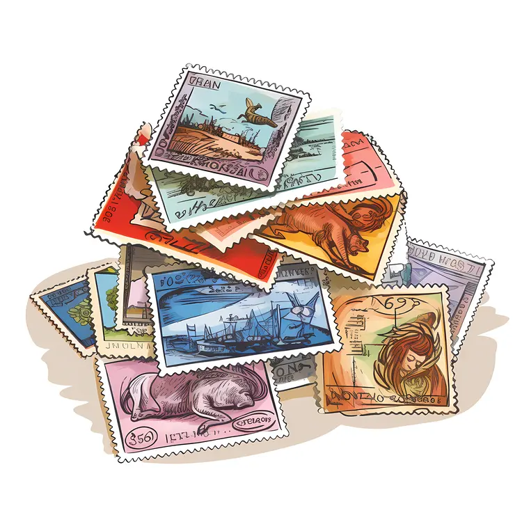 Colorful Collection of Stamps