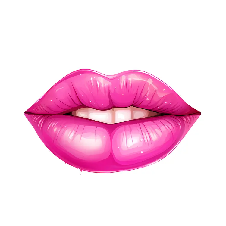 Bright Pink Lips Illustration