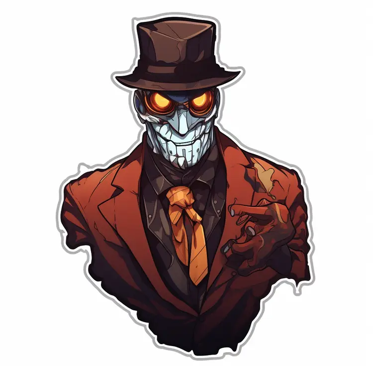 Spooky Skeleton in a Suit and Hat for Halloween