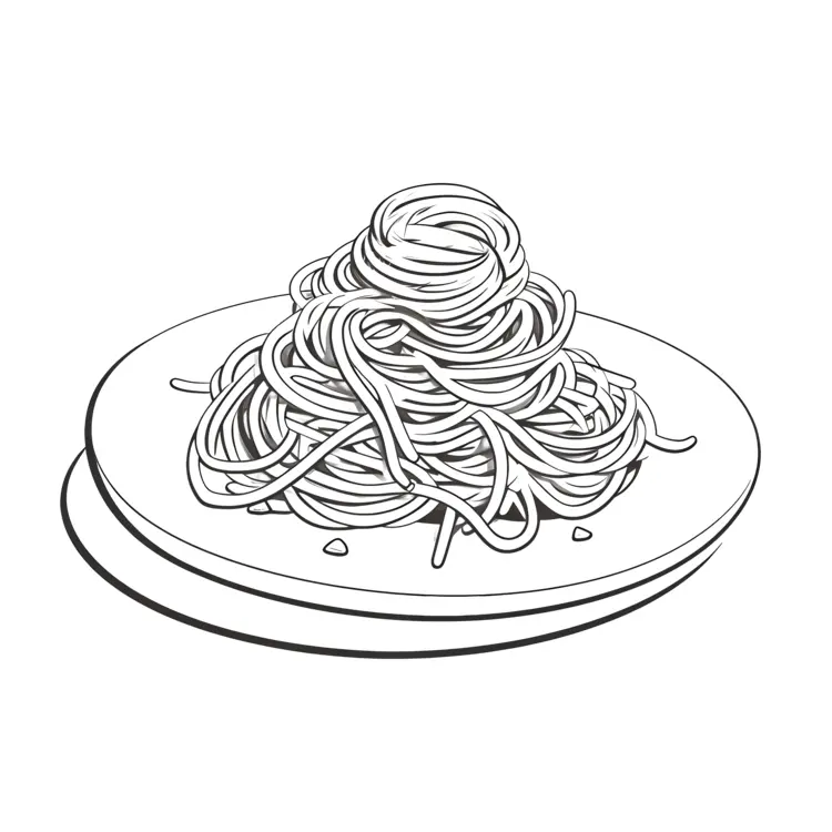 Spaghetti on a Plate Illustration