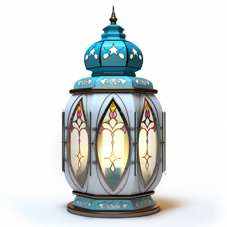 Blue and White Stained Glass Lantern