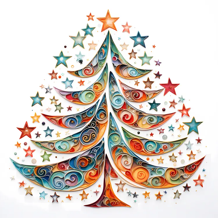 Swirly Starry Christmas Tree