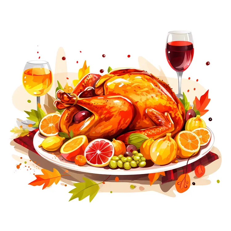 Roasted Turkey with Wine and Fruits