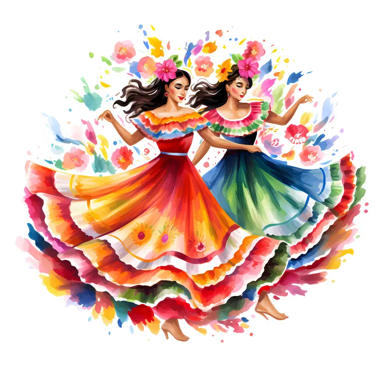 Colorful Mexican Dancers in Traditional Dress