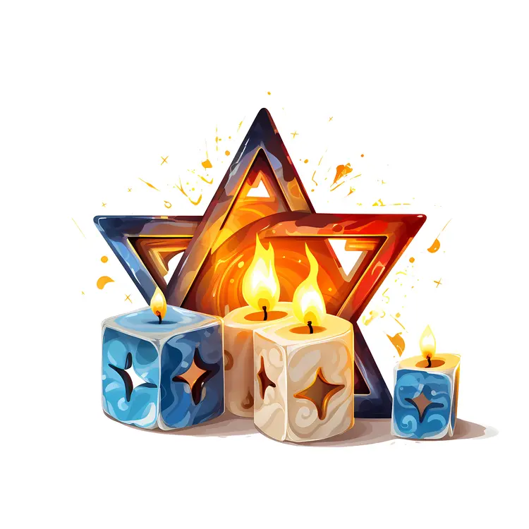 Star with Blue and White Candles