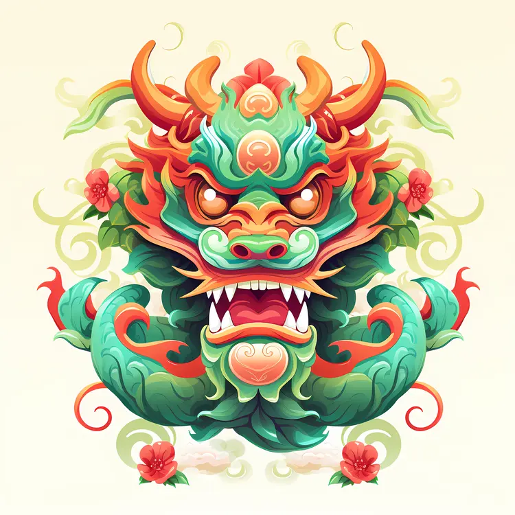 Colorful Dragon Head
