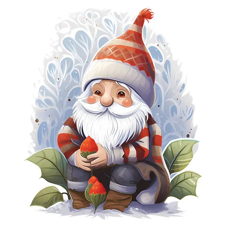 Cute Gnome with Red and White Hat