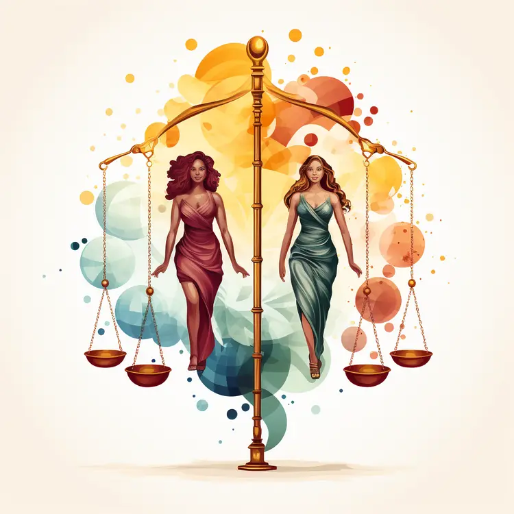 Scales of Justice with Two Women