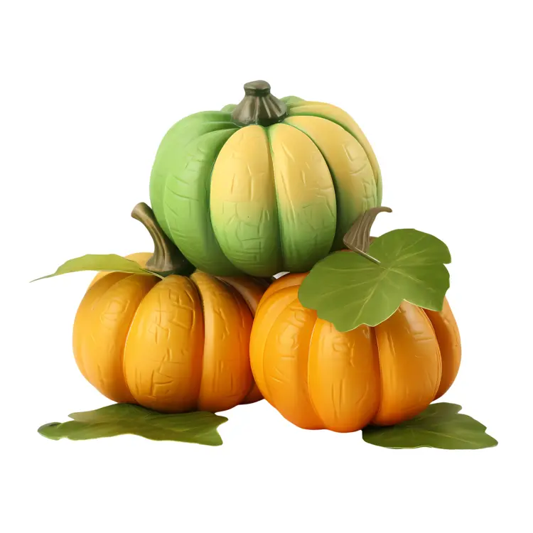 Stacked Pumpkins with Leaves