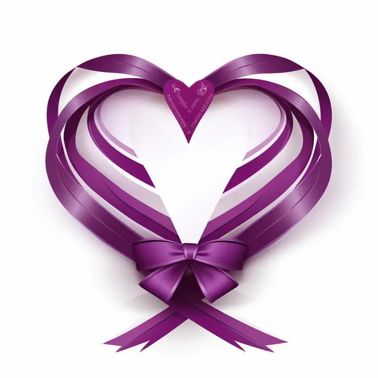 Purple Ribbon Heart for Valentine's Day