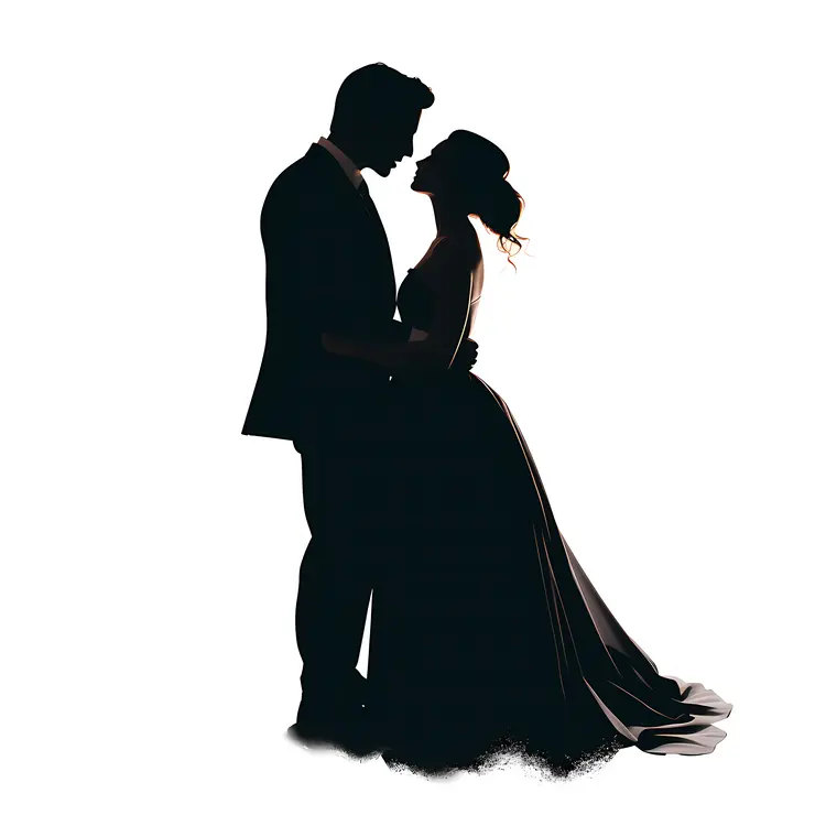 Romantic Couple Silhouette in Black