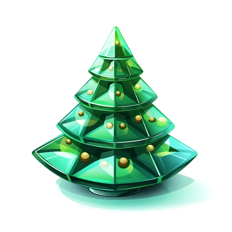 Green Crystal Christmas Tree with Gold Ornaments