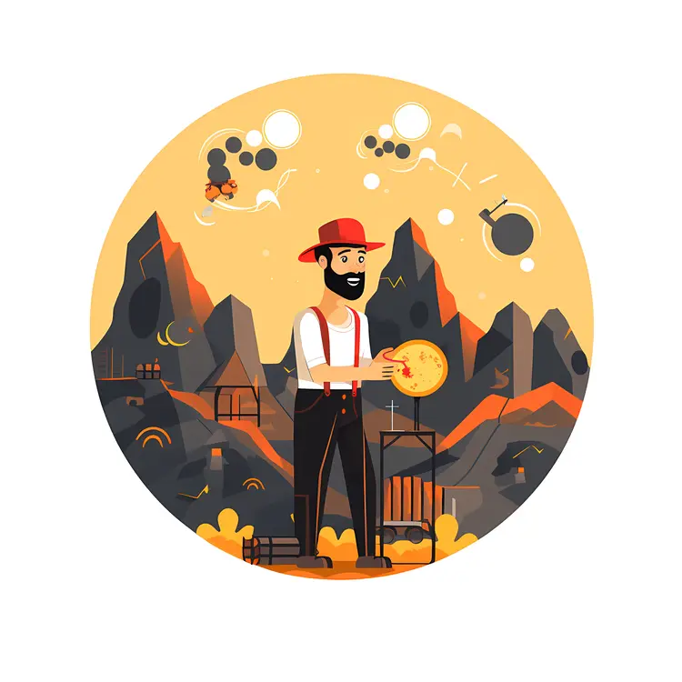 Miner Holding Gold at Mining Site
