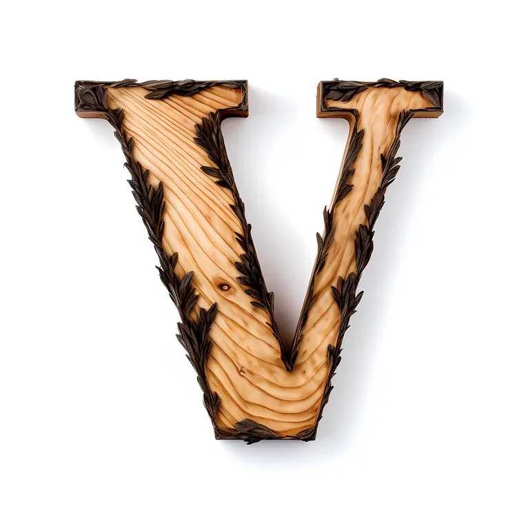 Wooden Texture Forming Letter V