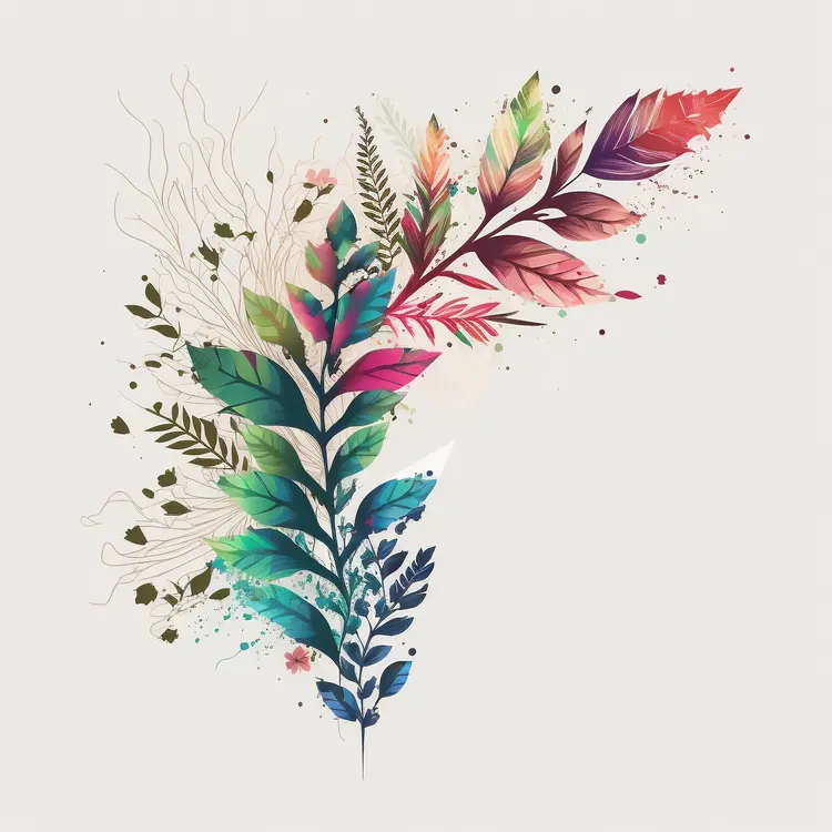 Colorful Watercolor Leaves Illustration